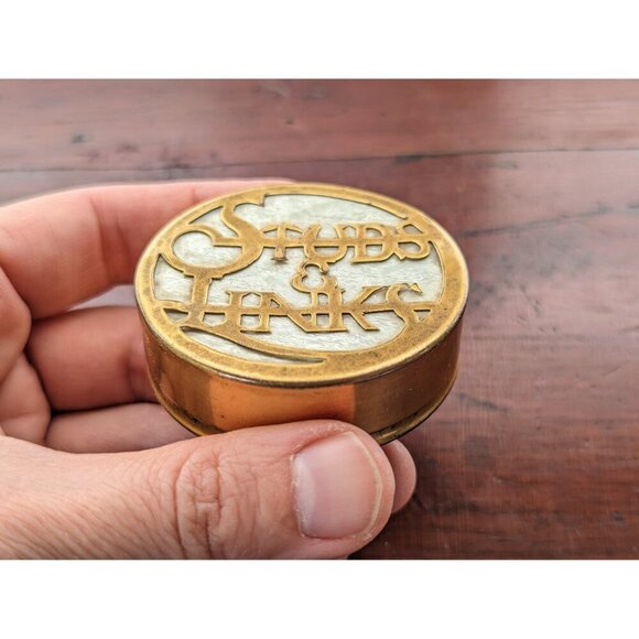 Spectacular brass art nouveau cufflink box, studs and links box, steampunk - Picture 7 of 10